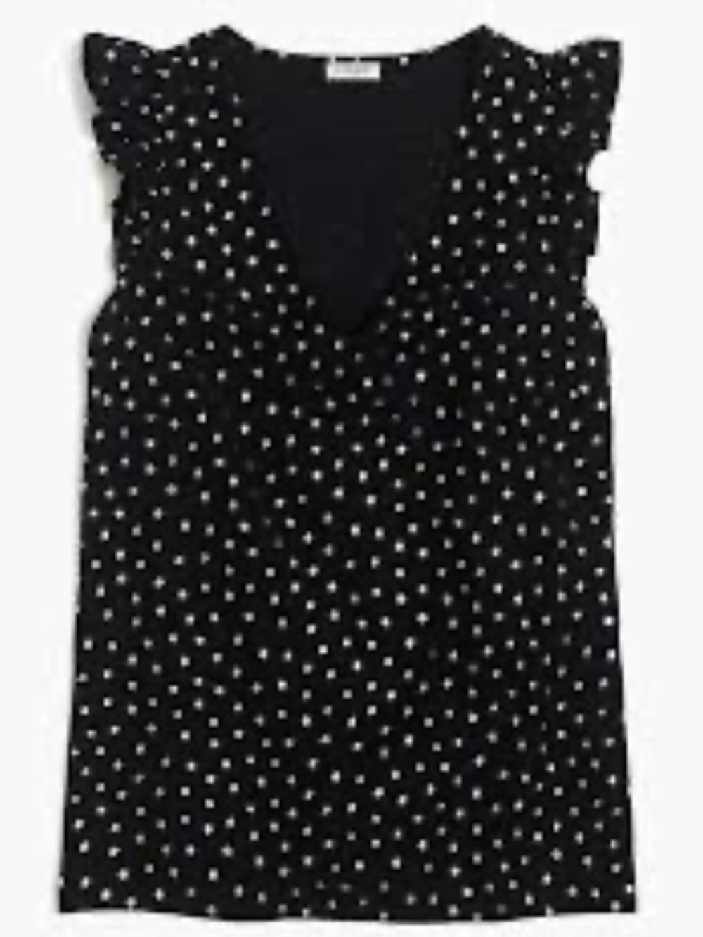 J. Crew Black V-Neck Sleeveless Camisole with Metallic Gold Dot Pattern
